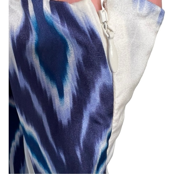 Banana Republic Silk Blue Ivory Tribal Ikat Crisscross Sheath Slip Dress NEW - Picture 12 of 16